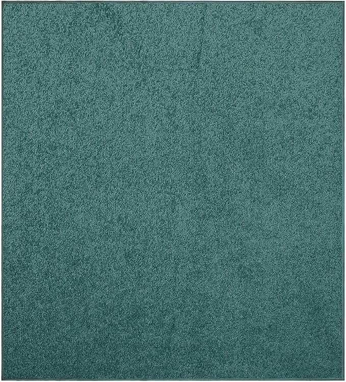 Solid Color Area Rugs Teal - 5' Square, Indoor, Stain & Fade Resistant, Perfect for Living Room, Bedroom, Dining Room, Entryway, Doorway, Pet & Kids Friendly Rug, Wedding, Made in USA
