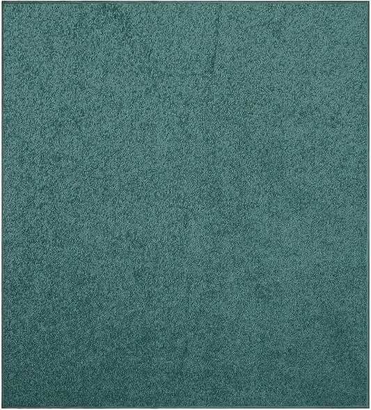 Solid Color Area Rugs Teal - 5' Square, Indoor, Stain & Fade Resistant, Perfect for Living Room, Bedroom, Dining Room, Entryway, Doorway, Pet & Kids Friendly Rug, Wedding, Made in USA