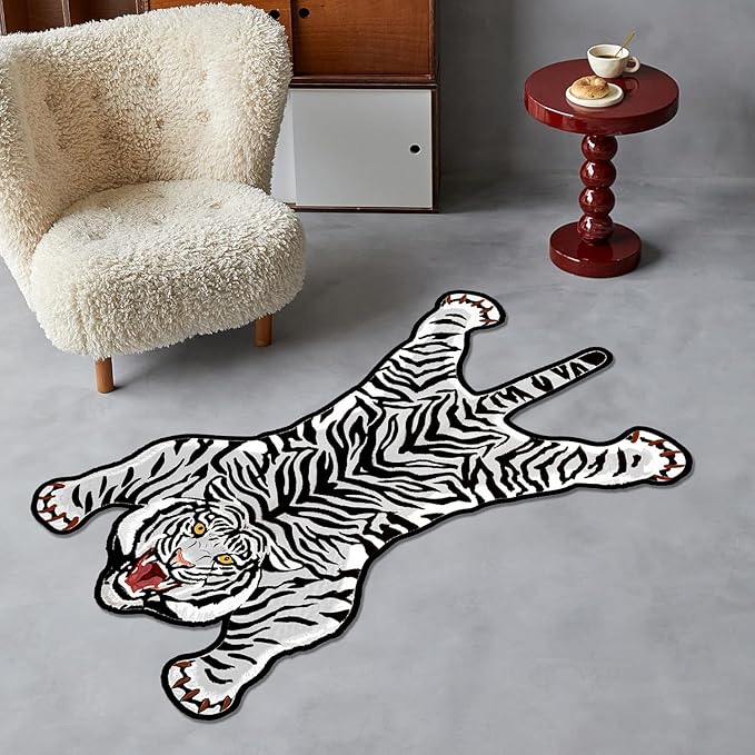 Tiger Printed Skin Area Rugs, Non- Slip Rug for Bathroom, Tiger Door Mat, Machine Washable Carpet for Bed Room 6