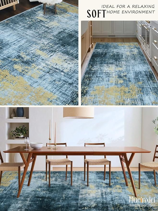 2x3 Area Rug - Non-Slip Machine Washable Low-Pile Soft Carpet for Living Room, Bedroom, Kitchen | Modern Abstract Entryway Rug, Contemporary Door Mat & Indoor Floor Decor for Small Spaces