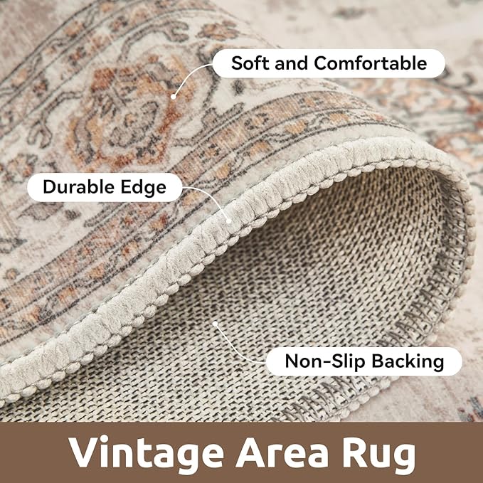 AMOAMI Vintage 2X6 Runner Rug Non Slip Soft Runners for Hallways Machine Washable Hallway Runner Bedside Rugs for Bedroom Long Rug for Hallways Entryway Laundry Room Kitchen Bathroom