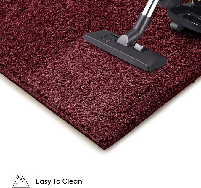 Furnish my Place Modern Indoor/Outdoor Commercial Solid Color Rug - Burgundy, 2' x 36' Oval, Pet and Kids Friendly Rug. Made in USA, Area Rugs Great for Kids, Pets, Event, Wedding