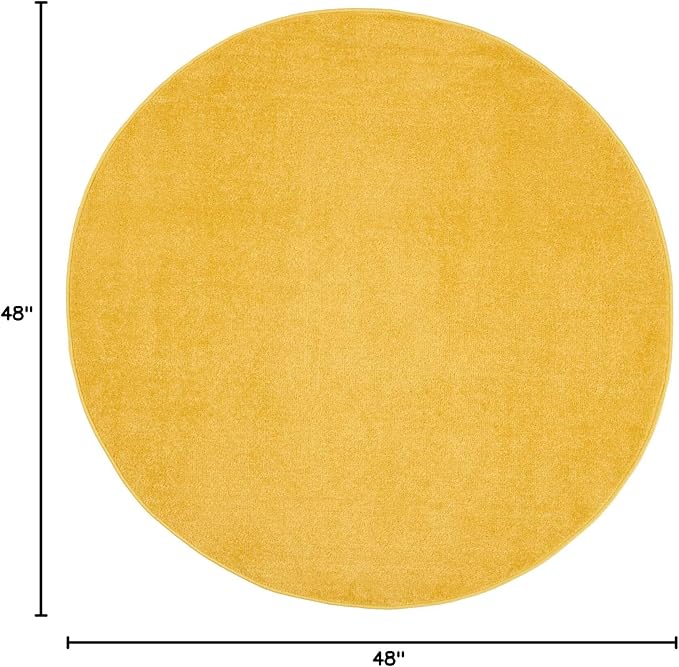 Nourison Essentials Indoor/Outdoor Yellow 4' x Round Area Rug, Easy Cleaning, Non Shedding, Bed Room, Living Room, Dining Room, Backyard, Deck, Patio (4 Round)