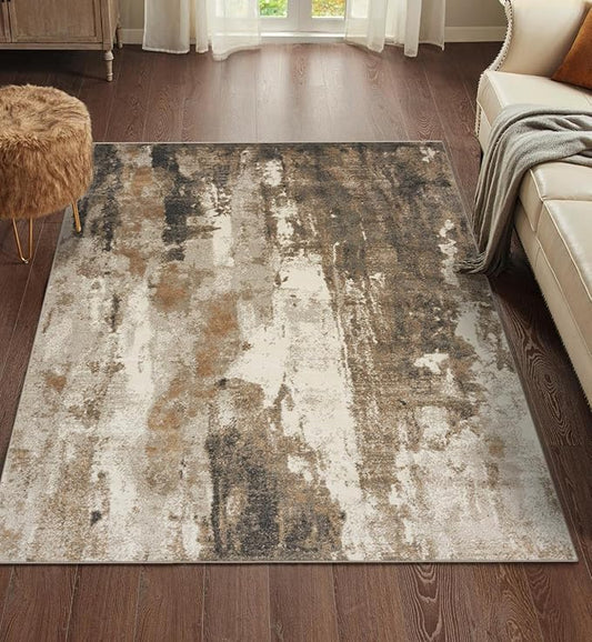 LUXE WEAVERS Lagos Collection Beige 5x7 Abstract Area Rug