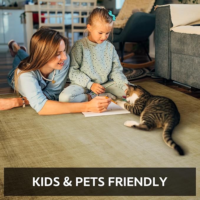 4x6 Area Rugs for Living Room, Machine Washable Non Slip Area Rug Modern Abstract Indoor Rug Carpet Ultra Soft Rugs for Bedroom Dining Room Playroom Bedside Office, Khaki