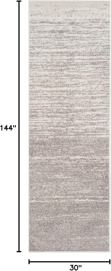 SAFAVIEH Adirondack Collection Runner Rug - 2'6" x 12', Light Grey & Grey, Modern Ombre Design, Non-Shedding & Easy Care, Ideal for High Traffic Areas in Living Room, Bedroom (ADR113C)