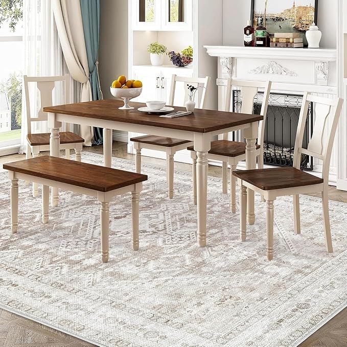 Zomfy Area Rug Vintage 8x10 Living Room Rugs: Large Washable Rug, Traditional Medallion Rug, Non Slip Boho Carpet for Bedroom Dining Table Kitchen Home Office(Beige, 8'x10')