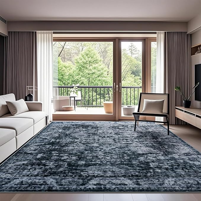 3x5 Non Slip Area Rug, Modern Soft Rugs for Living Room Machine Washable Easy Clean, Kids Pet Friendly Non Shedding, Comfortable for Bedroom Dining Room Kitchen Home Office Floor - Gray