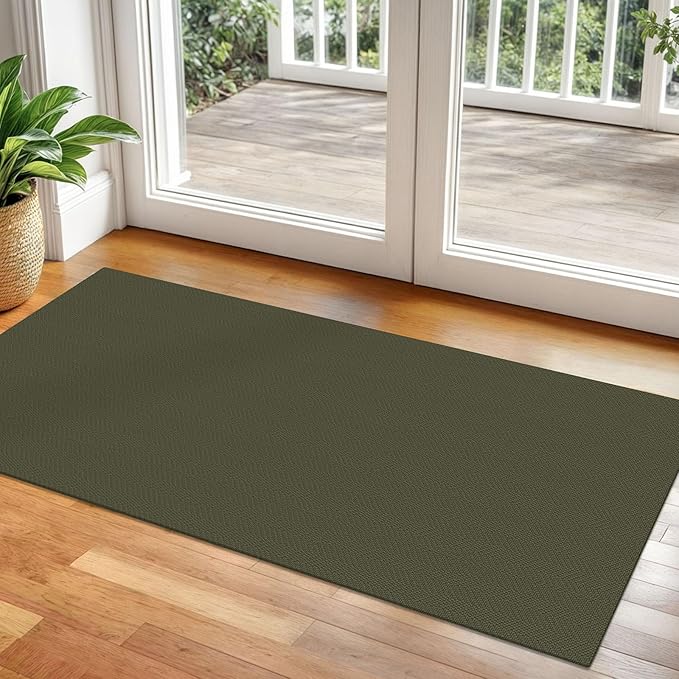 Braided Runner Rug 2x5 Ft Washable Runners for Hallways Kitchen Runner Rug with Rubber Backing Cotton Entryway Runner Indoor, Woven Floor Carpet for Hall Kitchen Bedroom, Dark Green