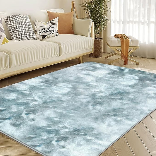 Ultra Soft Area Rug 5x7 Feet, Cosy Fuzzy Faux Fur Area Rug,Indoor Modern Plush Washable Shaggy Rugs for Bedroom Living Room Home Decor, Fluffy Carpet for Kids Room,Nursery,Dorm (Blue)