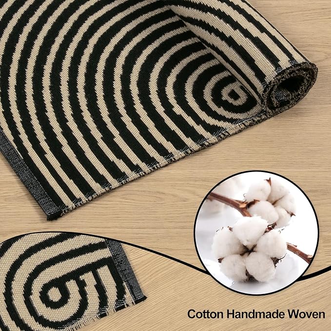 Tiffasea Washable Runners for Hallways 2.6'x8', Kitchen Runner Cotton Woven Entry Rug Long Bathroom Rug Reversible Carpet Runner Modern Floor Runner Rugs for Entryway Foyer Indoor Outdoor