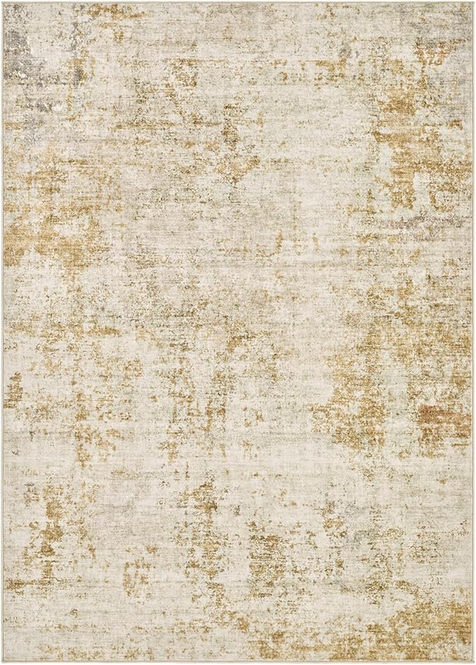 10x12 Area Rug Living Room Rugs - Washable Neutral Modern Abstract Soft Thin Large Rug Indoor Floor No Slip Rug Carpet for Bedroom Under Dining Table Home Office Decor - Golden Brown