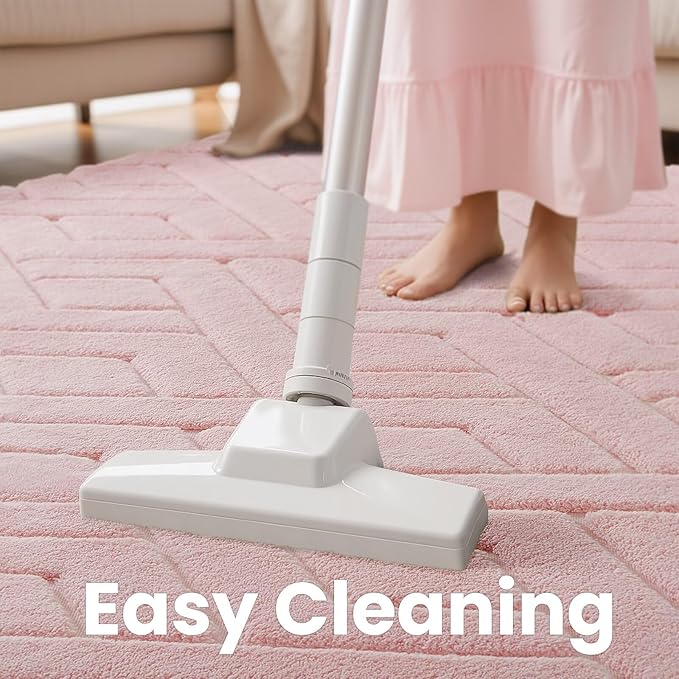 Ultra Soft Pink Area Rug for Living Room, 5x7 Modern Geometric Shag Rugs with Nonslip Backing for Bedroom, Washable Fuzzy Carpet for Cozy Kids Girls Room Nursery