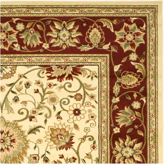 SAFAVIEH Lyndhurst Collection 8' Round Ivory/Red LNH212K Traditional Oriental Non-Shedding Dining Room Entryway Foyer Living Room Bedroom Area Rug