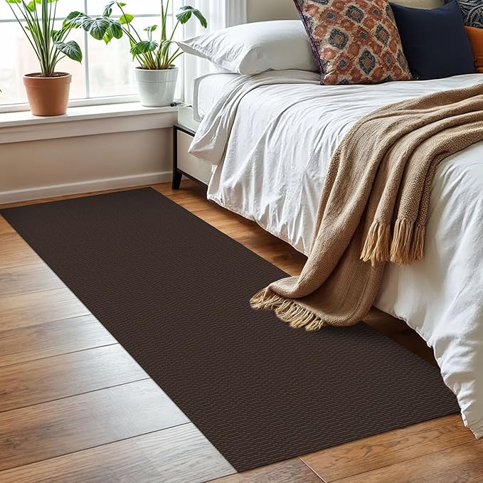KOZYFLY Washable Runner Rug 2x6 Ft Runners for Hallways Non Slip Kitchen Runners Braided Cotton Entryway Runner Indoor, Carpet for Hallway Kitchen Entryway Bedroom, Coffee/Brown