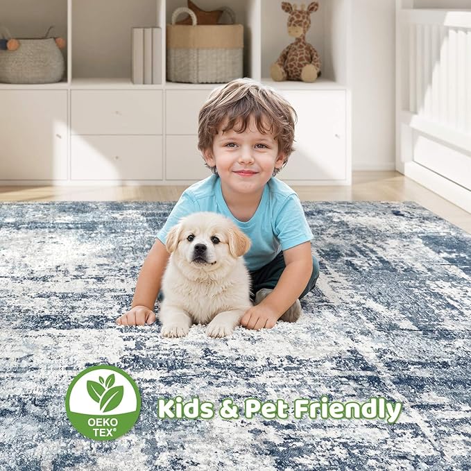 10X12 Area Rug Living Room: Washable Large Abstract Soft Rugs Stain Resistant Indoor Non-Slip Carpet for Men Modern Home Enthusiasts Aged 25-45 - High Traffic Areas - Bedroom Office Playroom