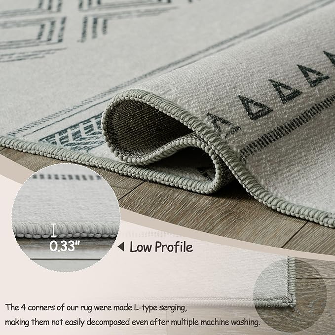 Washable Area Rug 3x5, Spill-Proof Surface, Non-Slip Backing, Cozy Soft Faux Wool, Printed Rug for Entryway Kitchen Bedroom Laundry Room Bathroom - Otis