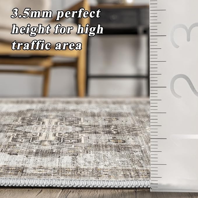 RUUGME Rug Runners 3x10 - Washable Hallway Rugs for Living Room Soft Stain Resistant Carpet for Bedroom Kitchen Bathroom with Non Slip Backing Home Decor Floor Decoration Mat 3x10 Grey
