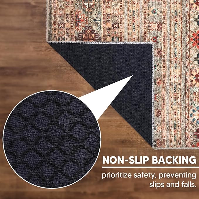 Keen Home Design 2x3 Rug - Machine Washable Entry Rug with Non-Slip Backing, Ideal for Enteryway, Kitchen, Bathroom, Laundry Room - Vintage, Easy Clean, Durable, Low Pile Rug - (2' x 3')