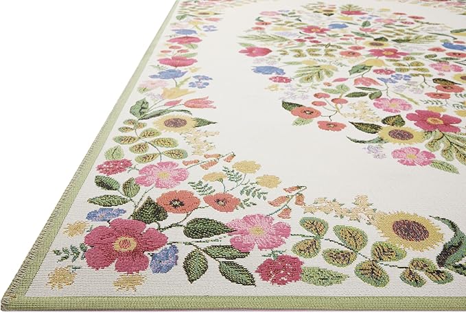 Loloi Rifle Paper Co. Perennial Collection Blossom PRN-01 Cream 3'-11" x 5'-11" Indoor/Outdoor Accent Rug