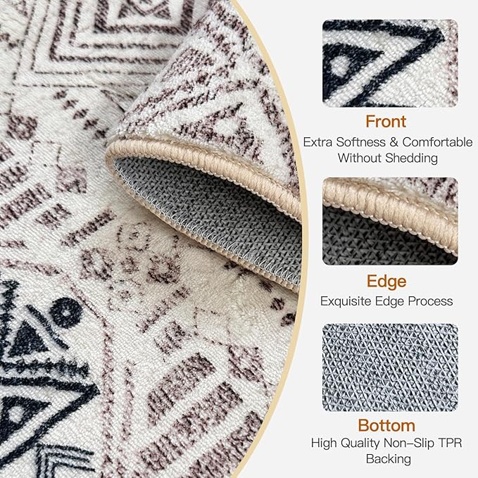 WL&ALLEN Door Mat Entry Rug Washable Mat Indoor Entrance Boho 2x3 Non-Slip,Laundry Room Rug, SoftRug(2'x3',Moroccan)