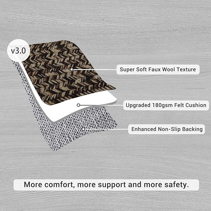 Washable Rug 9x12 Area Rug for Bedroom Print Braided Modern Living Room Rug Soft Large Area Rug Non Slip Throw Rugs Stain Resistant Carpet for Nursery Dining Room Office 9'x12' Black/Brown
