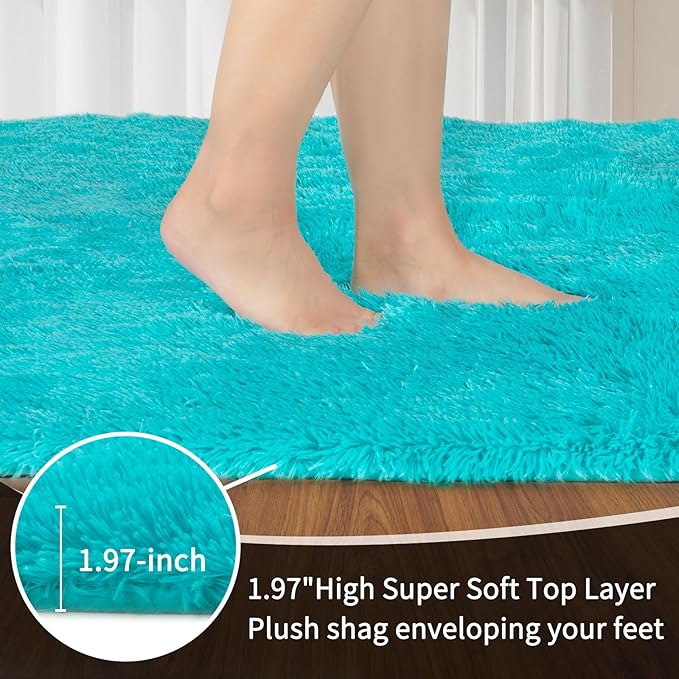 Sour Lemon 8x10 Area Rugs for Bedroom, Living Room Fluffy Rug, Large Area Rug Shag Shaggy Carpet Soft Plush Furry Bedside Rugs, Machine Washable Area Rugs for Kids Girls Boys Home Decor Anti Slip