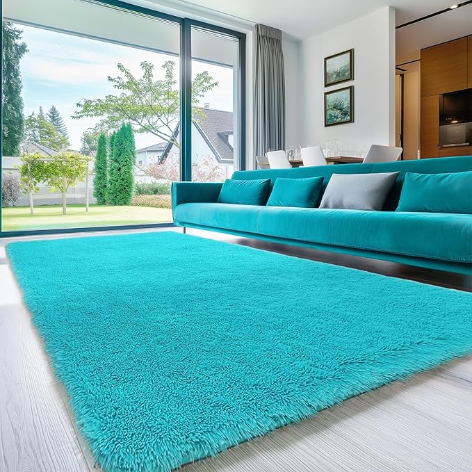 Sour Lemon 8x10 Area Rugs for Bedroom, Living Room Fluffy Rug, Large Area Rug Shag Shaggy Carpet Soft Plush Furry Bedside Rugs, Machine Washable Area Rugs for Kids Girls Boys Home Decor Anti Slip