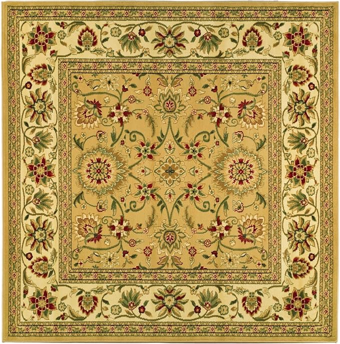 SAFAVIEH Lyndhurst Collection 8' Square Beige/Ivory LNH212D Traditional Oriental Non-Shedding Living Room Bedroom Dining Home Office Area Rug