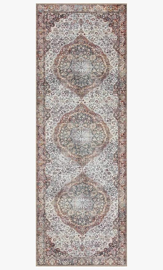 Loloi II Wynter Collection WYN-01 Red/Multi 8'-6" x 11'-6", .13" Thick, Area Rug, Soft, Durable, Printed, Vintage Inspired, Low Pile, Non-Shedding, Easy Clean, Living Room Rug