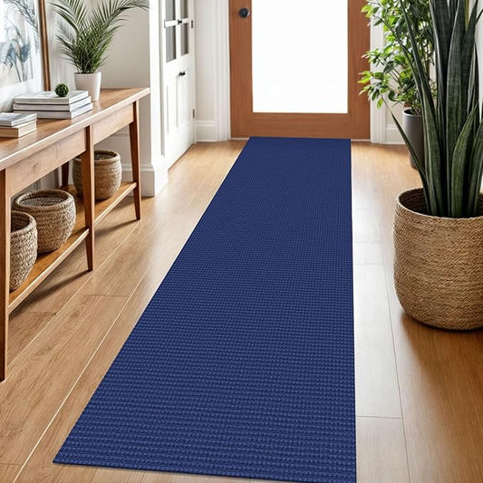 Braided Runner Rug 2x7 Ft Washable Runners for Hallways Kitchen Runner Rug Rubber Backed Cotton Entryway Runner Indoor, Woven Floor Carpet for Hall Kitchen Bedroom, Royal Blue/Navy