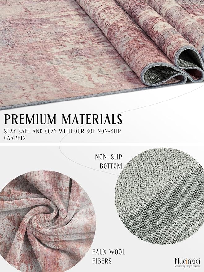 Area Rug 2x6 Hallway Runner Rugs,Non Slip Machine Washable Hallway Runner Rug Soft Bedroom Rug, Low PileLightweight Rugs for Entryway, Hallway, Kitchen and Corridor