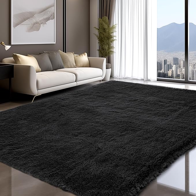 Sour Lemon 6x9 Area Rugs for Bedroom, Living Room Fluffy Rug, Large Area Rug Shag Shaggy Carpet Soft Plush Furry Bedside Rugs, Machine Washable Area Rugs for Kids Girls Boys Home Decor Anti Slip