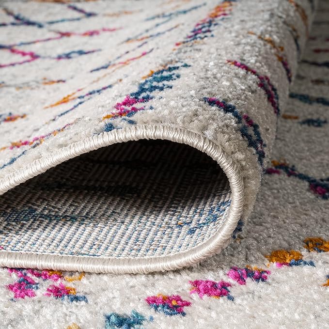 JONATHAN Y MOH101B-28 Moroccan Hype Boho Vintage Diamond 2 ft. x 8 ft. Runner-Rug, Bohemian, Southwestern, Casual, Transitional, Pet Friendly, Non Shedding, Stain Resistant, Easy-Cleaning, Cream/Gray