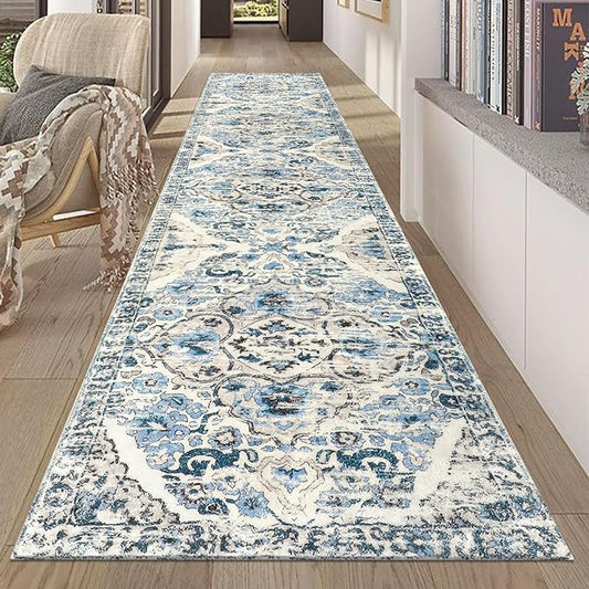 HEBE Hallway Runner Rug 2'x10' Washable Vintage Distressed Area Rugs Non Slip Laundry Rug Runner Boho Floor Carpet Runners for Hallways Entryway Laundry Room Kitchen Bathroom