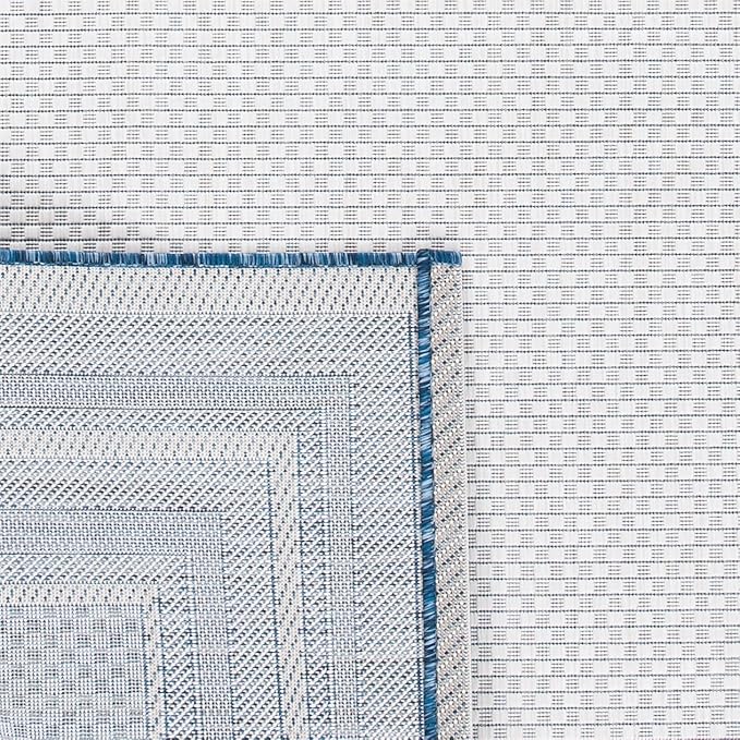 SAFAVIEH Courtyard Collection 8' x 10' Ivory/Navy CY8475 Indoor/ Outdoor Waterproof Easy Cleaning Patio Backyard Mudroom Area Rug
