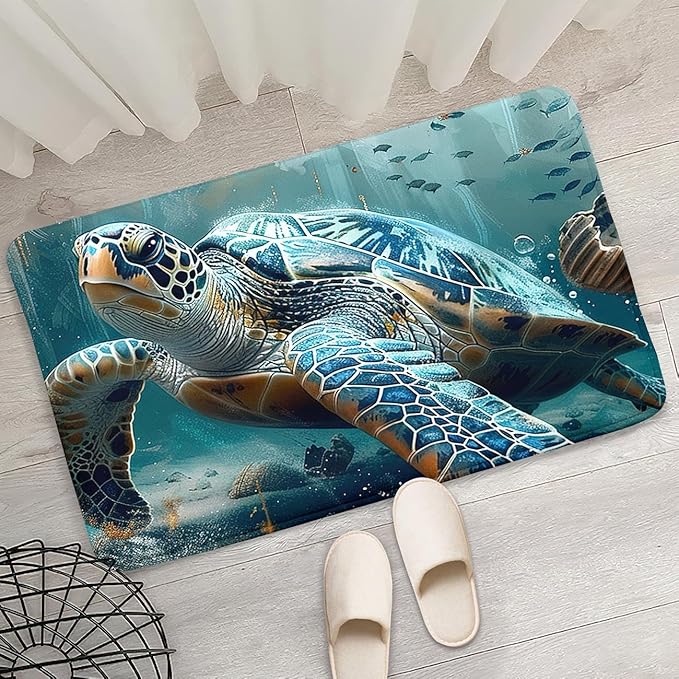 Sea Turtle Area Rugs - Sea Turtle Rug for Bedroom Ocean Theme Rugs Ocean Animal Room Decor, 2'×3'