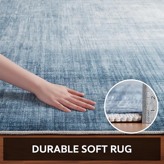 4x6 Area Rugs for Living Room, Machine Washable Non Slip Area Rug Modern Abstract Indoor Rug Carpet Ultra Soft Rugs for Bedroom Dining Room Playroom Bedside Office, Blue