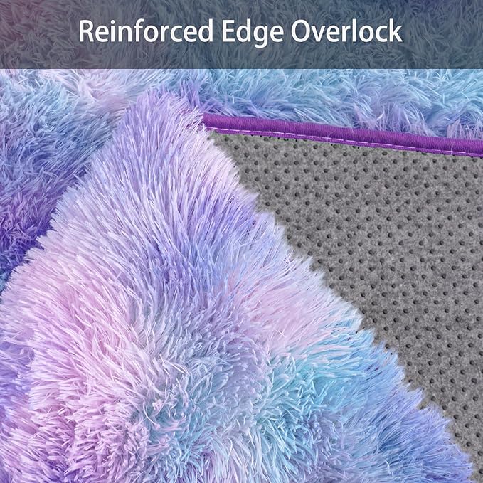 Upgrade Non-Slip Plush Rugs Fluffy Area Rugs for Living Room, Soft Shaggy Carpets for Living Room, Perfect Decor for Modern Home Rainbow 6x9 Feet