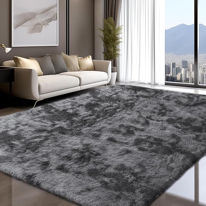Sour Lemon 10x14 Area Rugs for Bedroom, Fluffy Rugs for Living Room, Large Area Rug Shag Shaggy Carpet Soft Plush Furry Bedside Rug, Machine Washable Area Rugs for Kids Girls Boys Home Decor Anti Slip