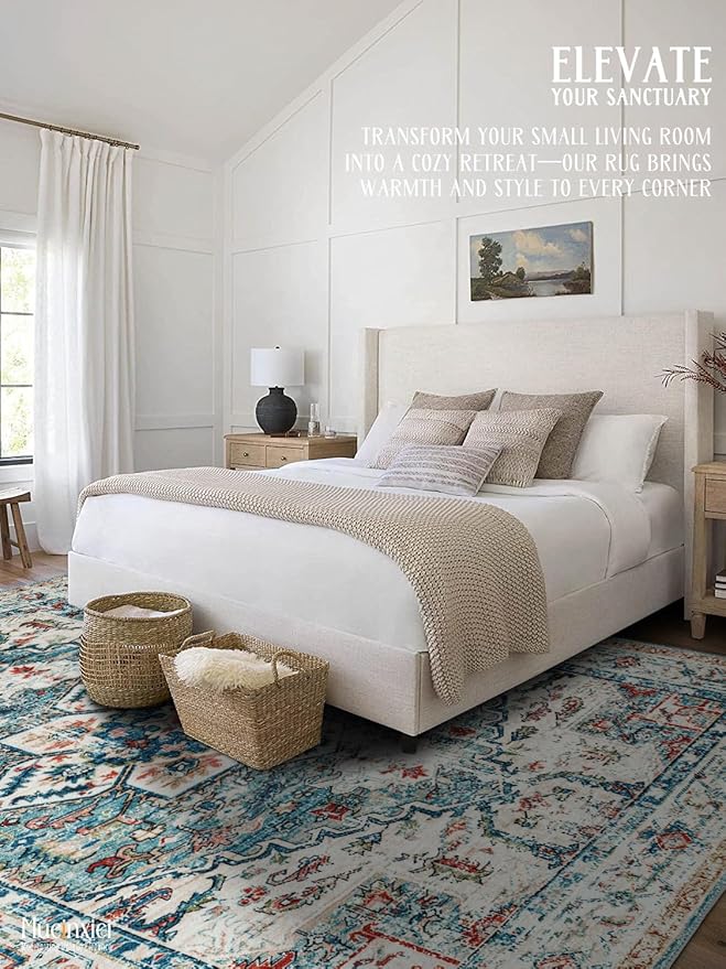 2x3 Area Rug - Non-Slip Machine Washable Low-Pile Carpet for Entryway, Living Room, Bedroom | Vintage Door Mat, Soft Bohemian Floor Decor & Kitchen Bedside Rug