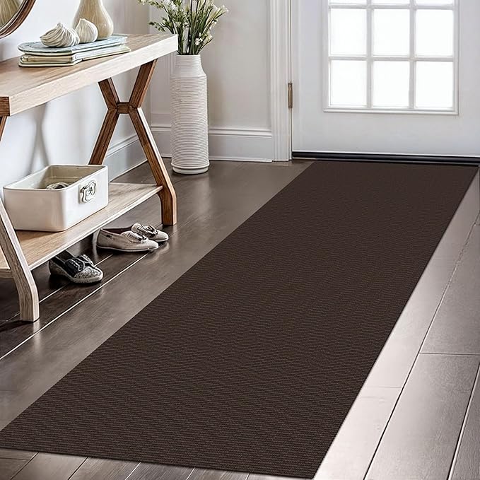 KOZYFLY Washable Runner Rug 2x6 Ft Runners for Hallways Non Slip Kitchen Runners Braided Cotton Entryway Runner Indoor, Carpet for Hallway Kitchen Entryway Bedroom, Coffee/Brown