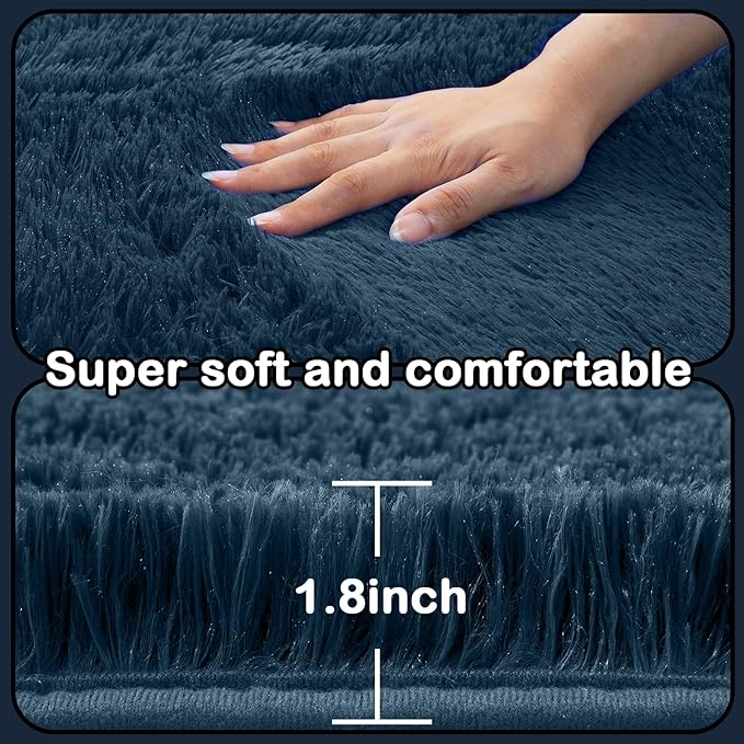 Large Rug for Living Room 10x12: Area Rug 10x12 Navy Blue Rugs for Living Room - Shag Rug 10x12 Soft Plush Fuzzy Modern Indoor Shaggy Carpet for Bedroom.(10x12 Feet/Navy Blue)