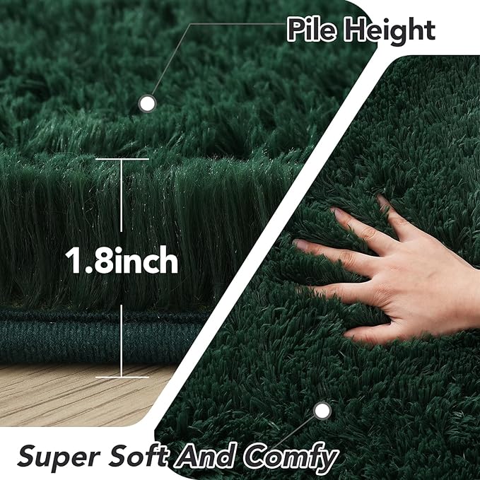 CAIYUECS Green Area Rug Bedroom 5x8: Fluffy Shag Rugs for Living Room-Modern Fuzzy Furry Plush Soft Rugs for Kids Girls Room,Shaggy Rug for Living Room,Bderoom,Dorm Home Decor(5x8 Feet,Green)