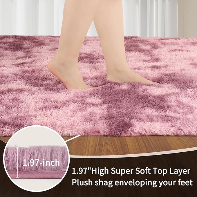 Sour Lemon 8x10 Area Rugs for Bedroom, Living Room Fluffy Rug, Large Area Rug Shag Shaggy Carpet Soft Plush Furry Bedside Rugs, Machine Washable Area Rugs for Kids Girls Boys Home Decor Anti Slip