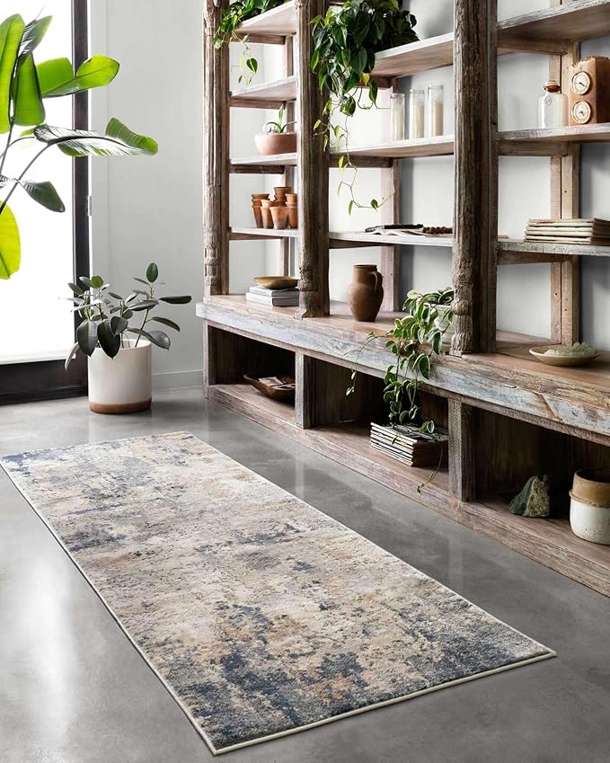 Loloi II Teagan Collection TEA-06 Sand/Mist 2'-8" x 10'-6", .25" Thick, Runner Rug, Soft, Durable, Neutral, Woven, Low Pile, Non-Shedding, Easy Clean, Living Room Rug