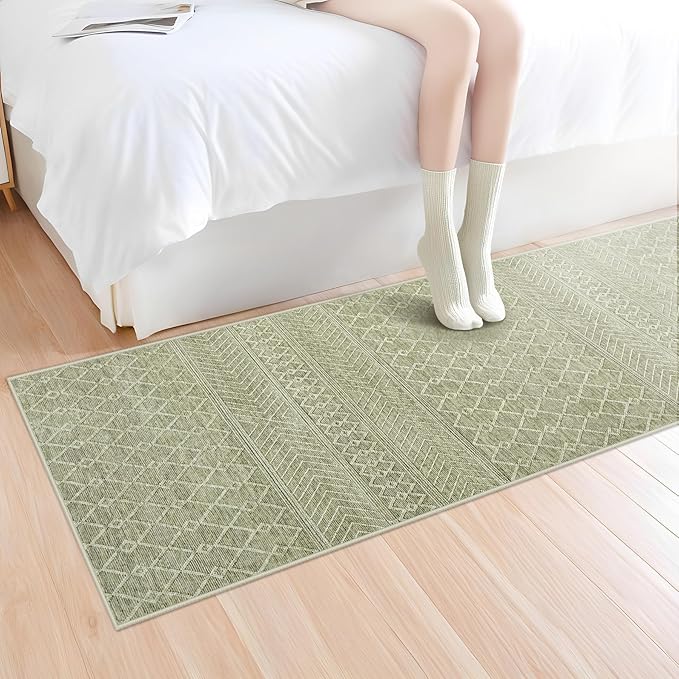 2x6 Runner Rug: Washable Boho Hallway Geometric Moroccan Throw Rug Neutral Modern Farmhouse Indoor Soft Non Slip Ultra Thin Printed Pattern Rugs for Kitchen Bedroom Laundry (Brown, 2'x6')