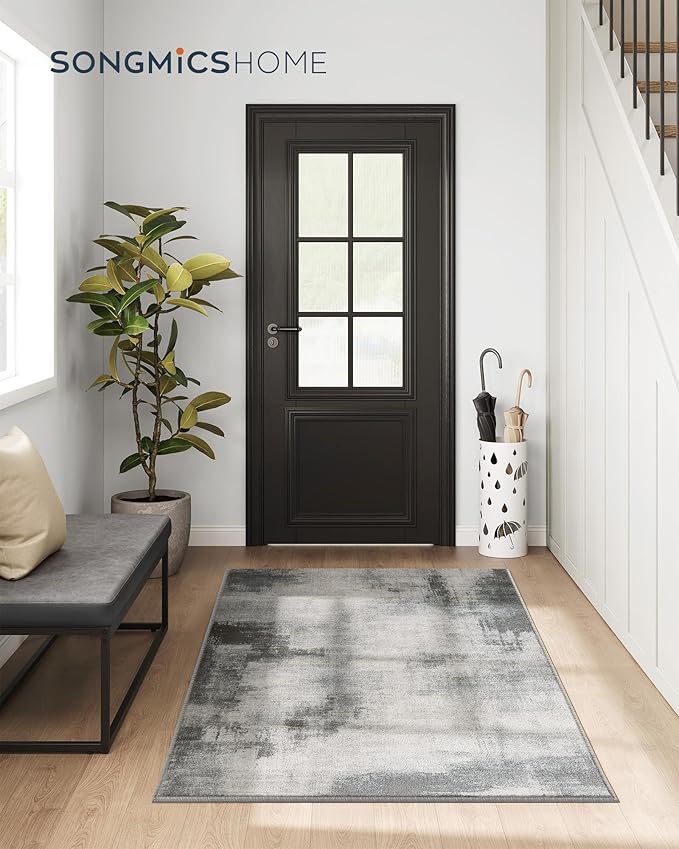 SONGMICS HOME Area Rug, 3x5 ft Rug for Living Room, Non-Slip Carpet, Modern Abstract Style, Home Decor, for Bedroom, Kitchen, Entryway, Dining Room, Machine Washable, Dove Gray UTAR072G01