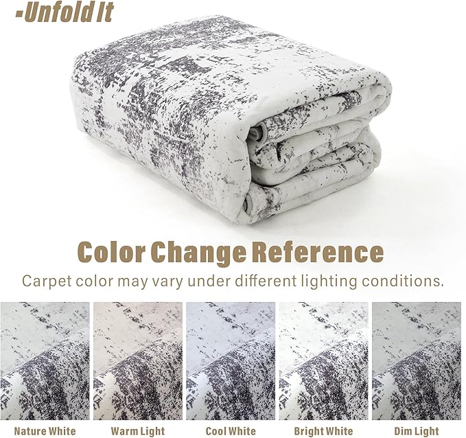 Carvapet Rugs for Living Room, Modern Abstract Low Pile Large Carpet with Rubber Backing, Foldable, Non Slip Machine Washable (9 x 6 Feet Rectangular, Grey Area Rug)