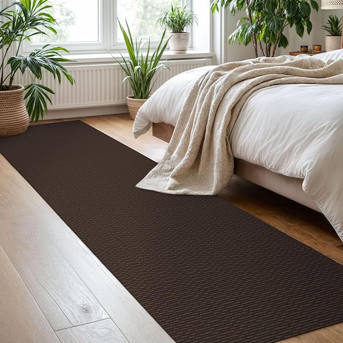 KOZYFLY Washable Runner Rug 2x8 Ft Runners for Hallway Rubber Backed Kitchen Runner Rugs Braided Cotton Entryway Runner Indoor, Carpet Runners for Hallway Entryway Bedroom, Coffee/Brown